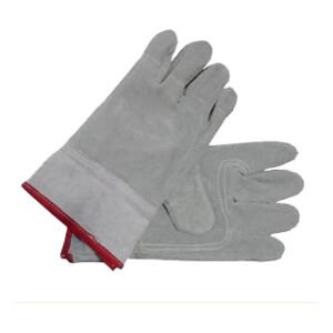 Guante Cuero Descarne Amarillo/Gris Refuerzo Pistola Puño Corto